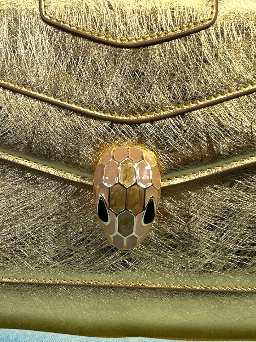 Nwt Tiffany & Fred Paris Gold Serpent Saffiano Leather Satchel/Shoulder Bag — image 2 of 8